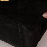Chanel 1991 Black Suede XL Turnlock Jumbo Classic Flap 24K GP - FashioNica