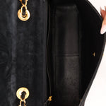 Chanel 1991 Black Suede XL Turnlock Jumbo Classic Flap 24K GP - FashioNica