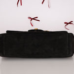 Chanel 1991 Black Suede XL Turnlock Jumbo Classic Flap 24K GP - FashioNica