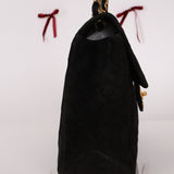 Chanel 1991 Black Suede XL Turnlock Jumbo Classic Flap 24K GP - FashioNica