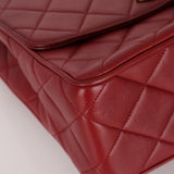 Chanel 1991 Bordeaux Lambskin XL Logo Turnlock Square Flap - FashioNica