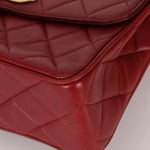 Chanel 1991 Bordeaux Lambskin XL Logo Turnlock Square Flap - FashioNica