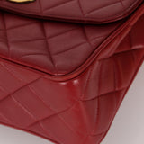 Chanel 1991 Bordeaux Lambskin XL Logo Turnlock Square Flap - FashioNica