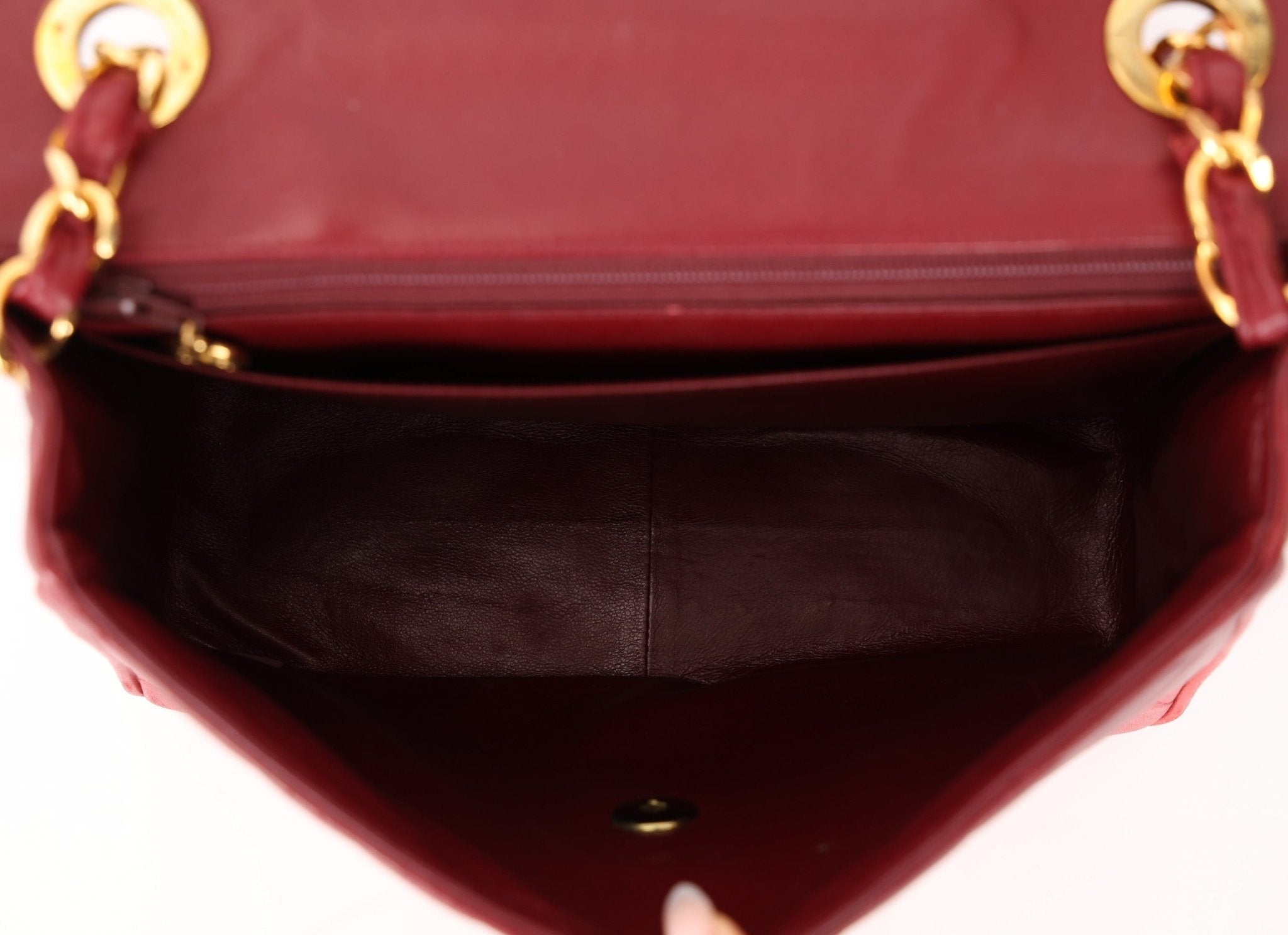 Chanel 1991 Bordeaux Lambskin XL Logo Turnlock Square Flap - FashioNica