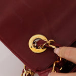 Chanel 1991 Bordeaux Lambskin XL Logo Turnlock Square Flap - FashioNica
