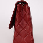 Chanel 1991 Bordeaux Lambskin XL Logo Turnlock Square Flap - FashioNica