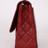 Chanel 1991 Bordeaux Lambskin XL Logo Turnlock Square Flap - FashioNica