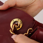 Chanel 1991 Bordeaux Lambskin XL Logo Turnlock Square Flap - FashioNica