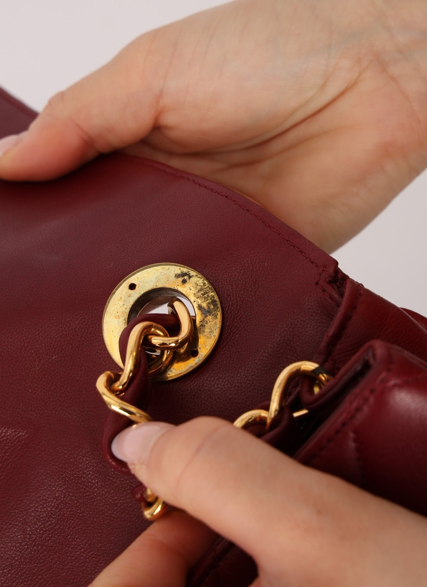 Chanel 1991 Bordeaux Lambskin XL Logo Turnlock Square Flap - FashioNica