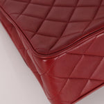 Chanel 1991 Bordeaux Lambskin XL Logo Turnlock Square Flap - FashioNica