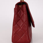 Chanel 1991 Bordeaux Lambskin XL Logo Turnlock Square Flap - FashioNica