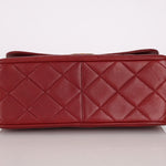 Chanel 1991 Bordeaux Lambskin XL Logo Turnlock Square Flap - FashioNica