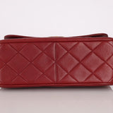 Chanel 1991 Bordeaux Lambskin XL Logo Turnlock Square Flap - FashioNica