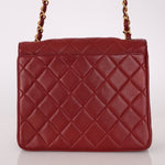 Chanel 1991 Bordeaux Lambskin XL Logo Turnlock Square Flap - FashioNica