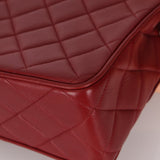 Chanel 1991 Bordeaux Lambskin XL Logo Turnlock Square Flap - FashioNica