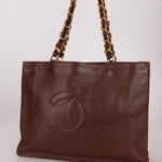 Chanel 1991 Calfskin Chocolate Chunky Chain Tote - FashioNica