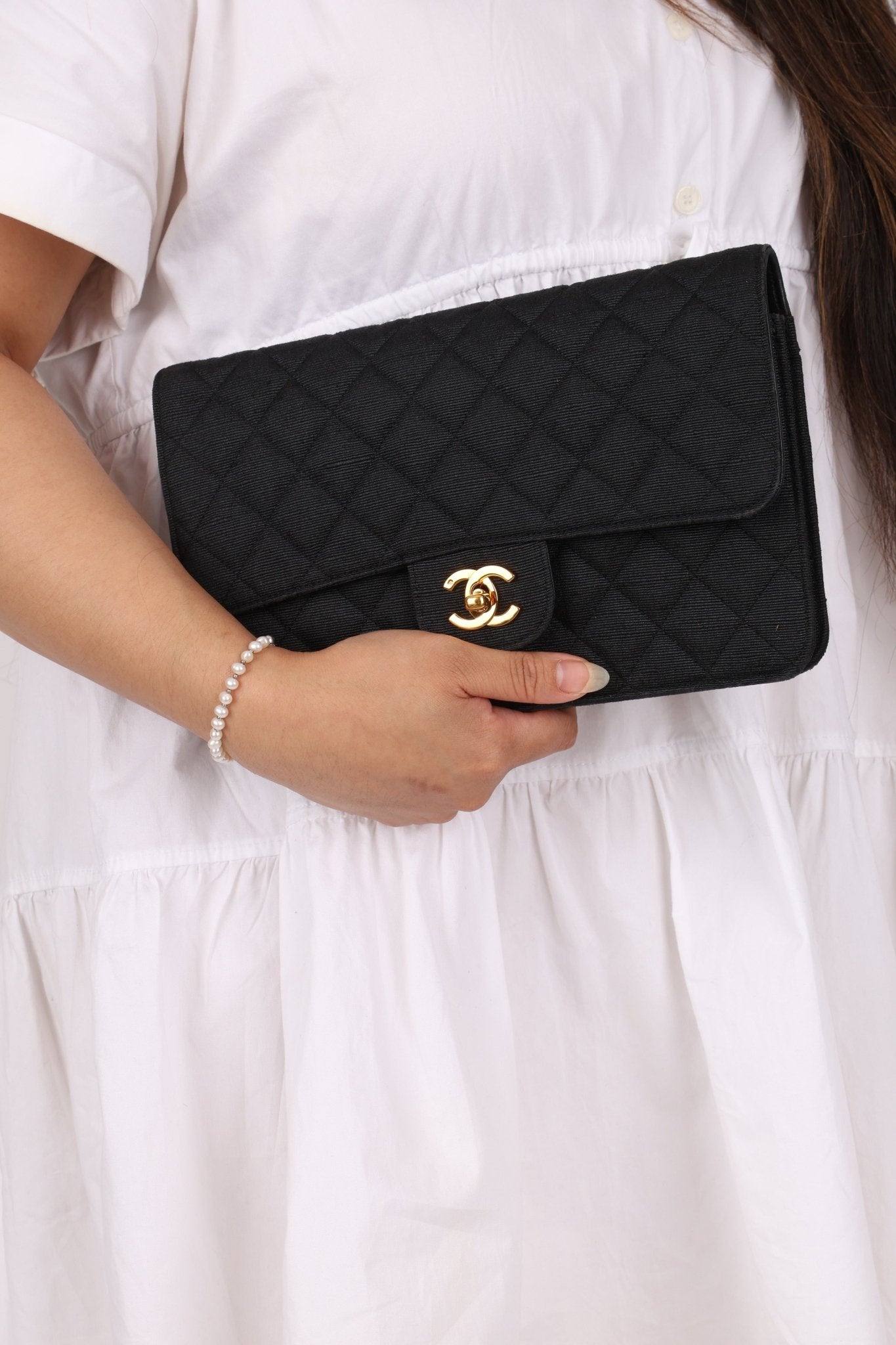 Chanel 1991 Grosgrain Chain Turnlock Single Flap 24k GP - FashioNica