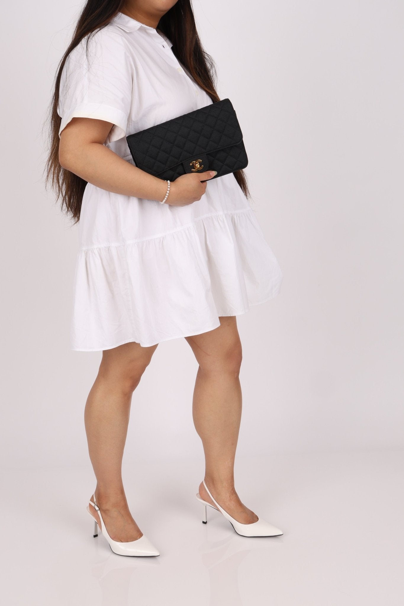 Chanel 1991 Grosgrain Chain Turnlock Single Flap 24k GP - FashioNica