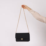 Chanel 1991 Grosgrain Chain Turnlock Single Flap 24k GP - FashioNica