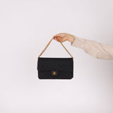 Chanel 1991 Grosgrain Chain Turnlock Single Flap 24k GP - FashioNica