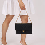 Chanel 1991 Grosgrain Chain Turnlock Single Flap 24k GP - FashioNica