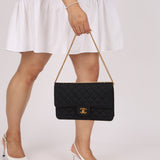 Chanel 1991 Grosgrain Chain Turnlock Single Flap 24k GP - FashioNica