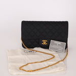 Chanel 1991 Grosgrain Chain Turnlock Single Flap 24k GP - FashioNica