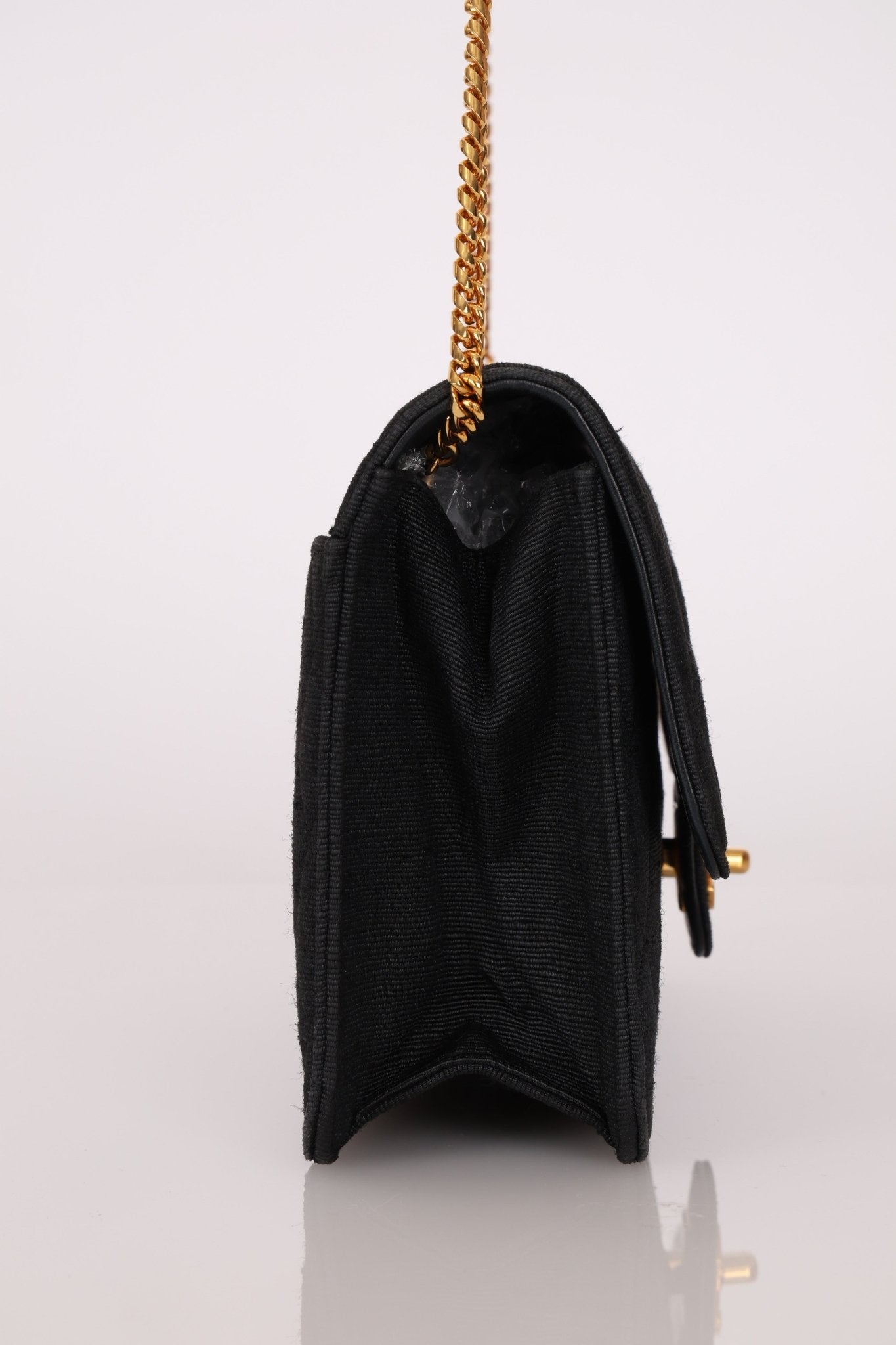 Chanel 1991 Grosgrain Chain Turnlock Single Flap 24k GP - FashioNica