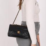 Chanel 1991 Lambskin Turnlock Single Flap 24k GP - FashioNica