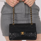 Chanel 1991 Lambskin Turnlock Single Flap 24k GP - FashioNica