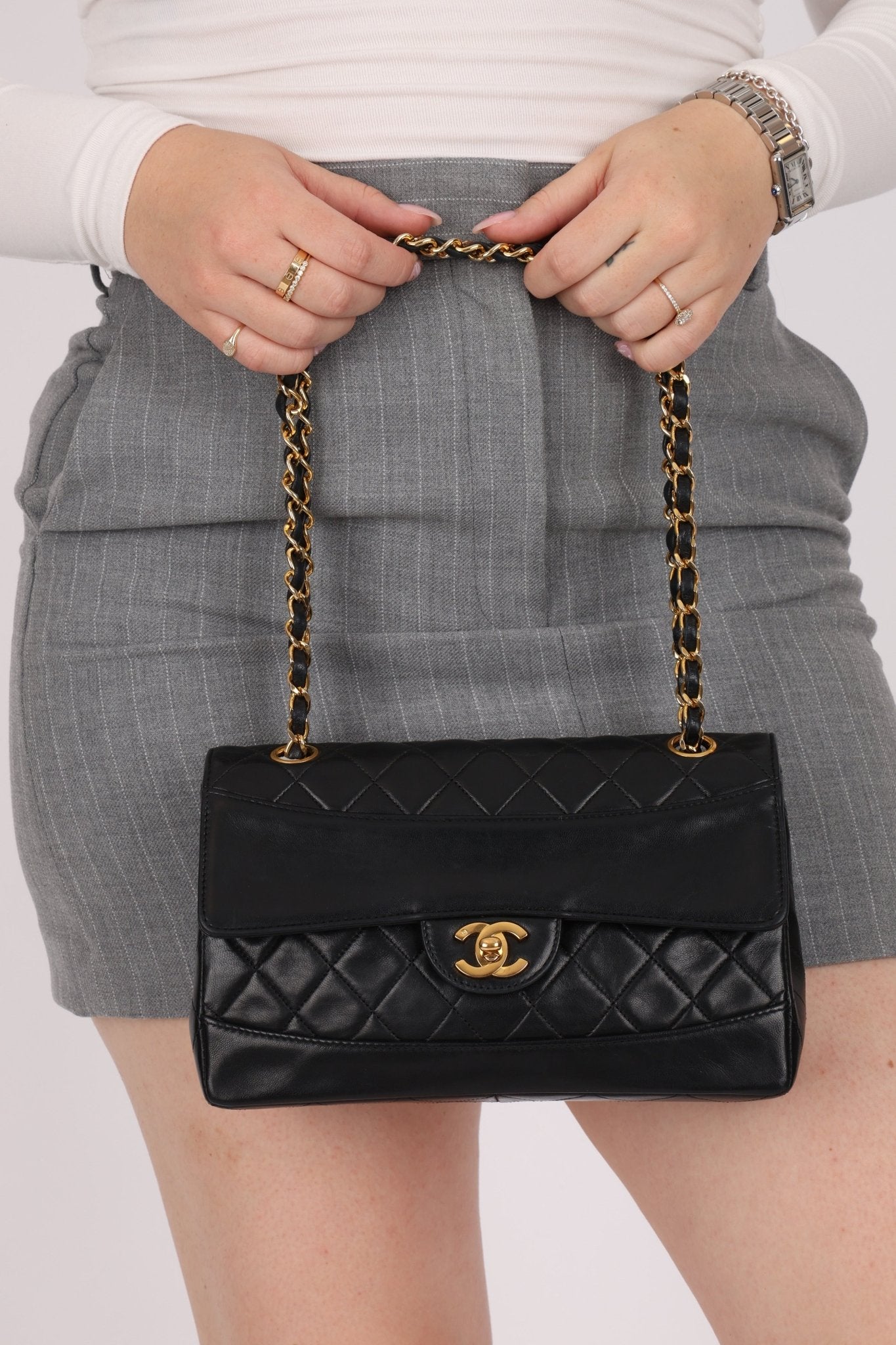 Chanel 1991 Lambskin Turnlock Single Flap 24k GP - FashioNica