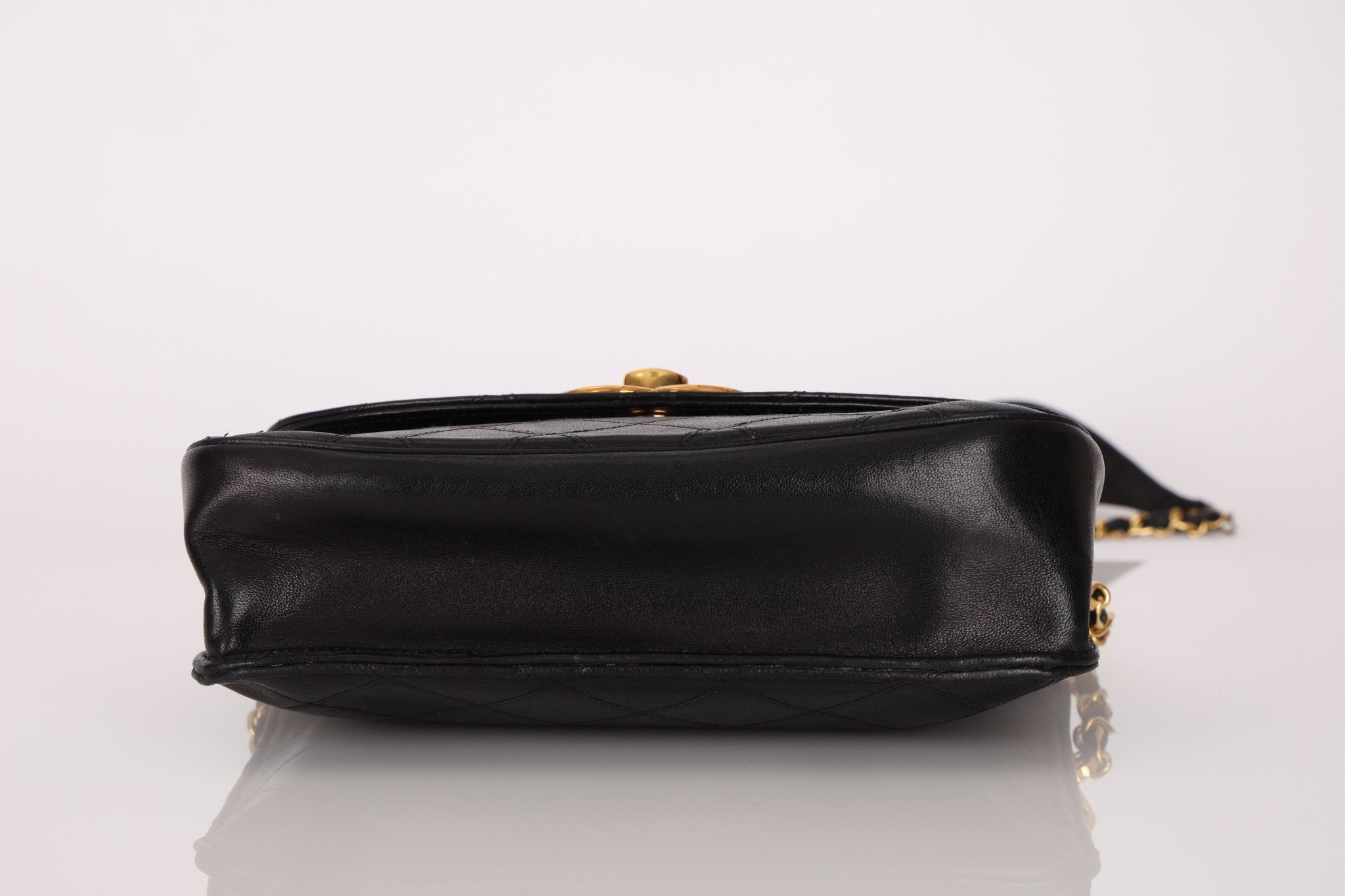 Chanel 1991 Lambskin XL Logo Coco Mark Chain Shoulder Bag 24K GP - FashioNica