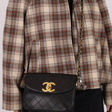 Chanel 1991 Lambskin XL Logo Coco Mark Chain Shoulder Bag 24K GP - FashioNica
