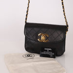 Chanel 1991 Lambskin XL Logo Coco Mark Chain Shoulder Bag 24K GP - FashioNica