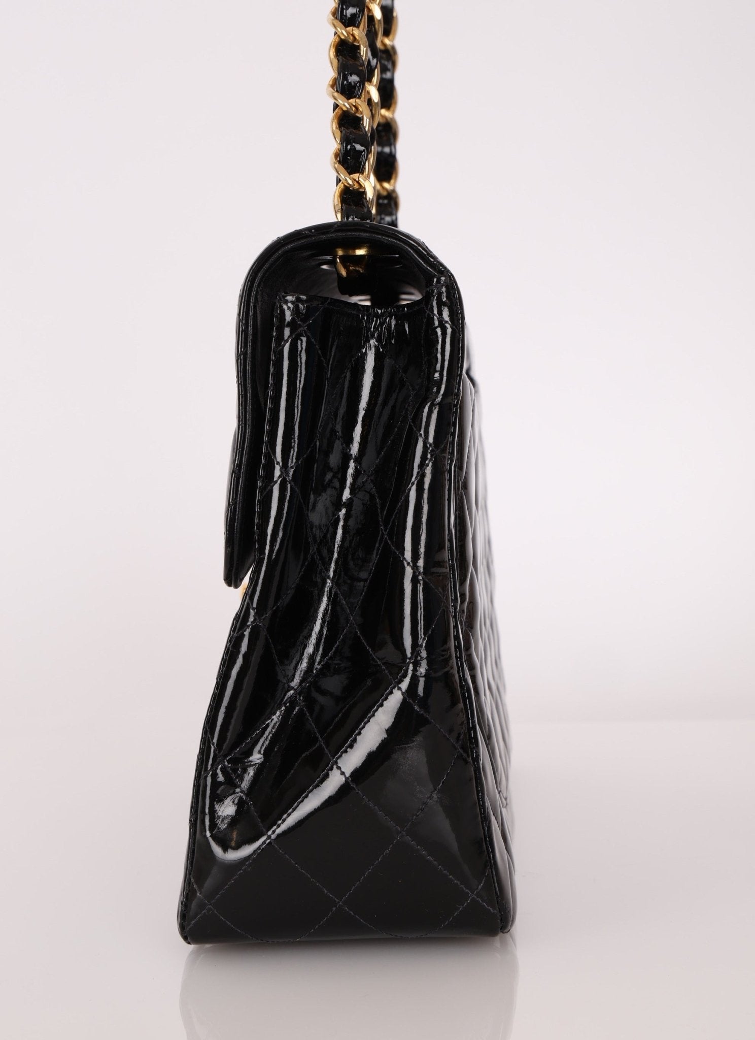 Chanel 1991 Patent XL CC Jumbo Single Flap - FashioNica