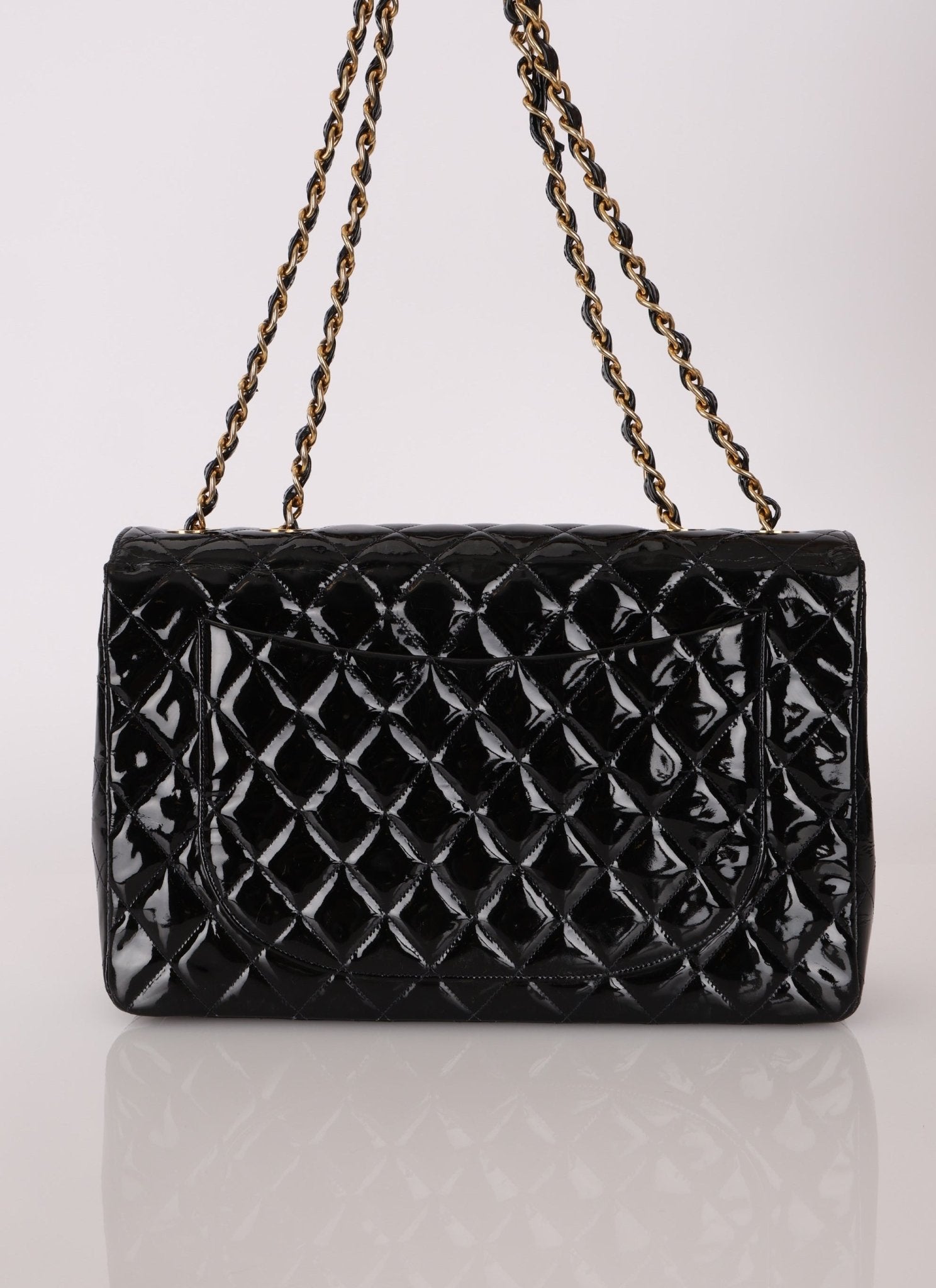 Chanel 1991 Patent XL CC Jumbo Single Flap - FashioNica
