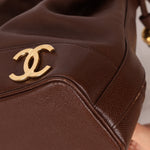 Chanel 1991 Vintage Chocolate Caviar Triple CC Bucket Bag w/ Pouch - FashioNica