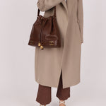 Chanel 1991 Vintage Chocolate Caviar Triple CC Bucket Bag w/ Pouch - FashioNica