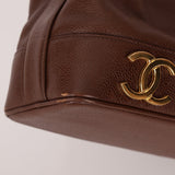 Chanel 1991 Vintage Chocolate Caviar Triple CC Bucket Bag w/ Pouch - FashioNica