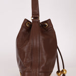 Chanel 1991 Vintage Chocolate Caviar Triple CC Bucket Bag w/ Pouch - FashioNica