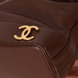Chanel 1991 Vintage Chocolate Caviar Triple CC Bucket Bag w/ Pouch - FashioNica