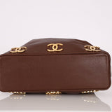 Chanel 1991 Vintage Chocolate Caviar Triple CC Bucket Bag w/ Pouch - FashioNica