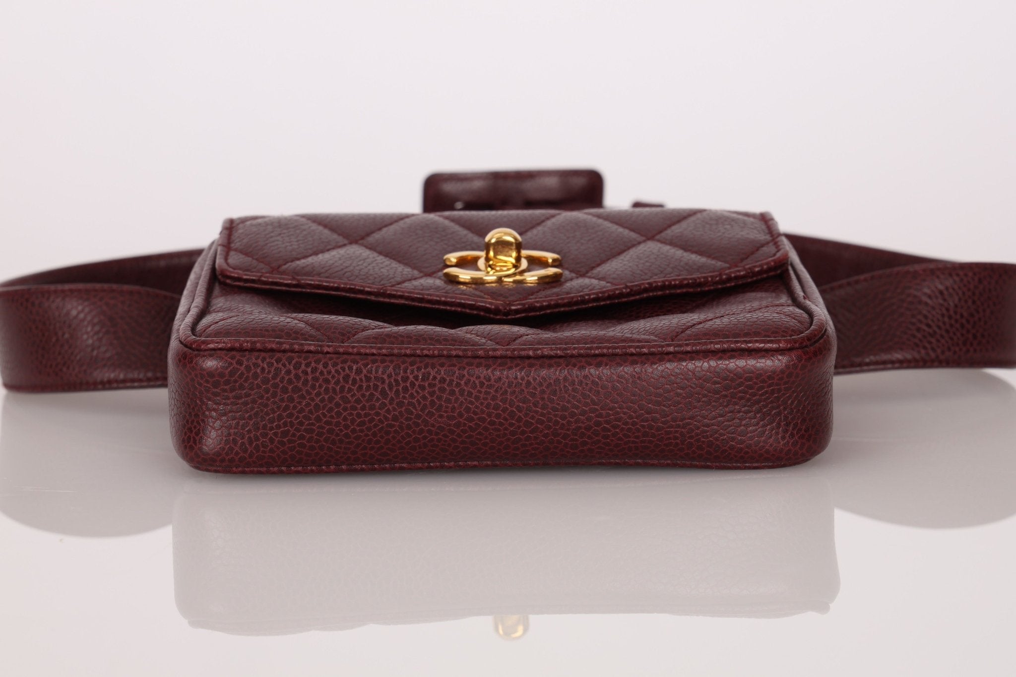 Chanel 1993 Bordeaux Caviar Envelope Turnlock Waist Bag 24K GP - FashioNica