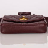 Chanel 1993 Bordeaux Caviar Envelope Turnlock Waist Bag 24K GP - FashioNica
