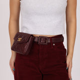 Chanel 1993 Bordeaux Caviar Envelope Turnlock Waist Bag 24K GP - FashioNica