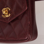 Chanel 1993 Bordeaux Caviar Envelope Turnlock Waist Bag 24K GP - FashioNica