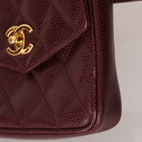 Chanel 1993 Bordeaux Caviar Envelope Turnlock Waist Bag 24K GP - FashioNica