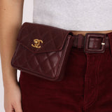 Chanel 1993 Bordeaux Caviar Envelope Turnlock Waist Bag 24K GP - FashioNica