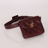 Chanel 1993 Bordeaux Caviar Envelope Turnlock Waist Bag 24K GP - FashioNica