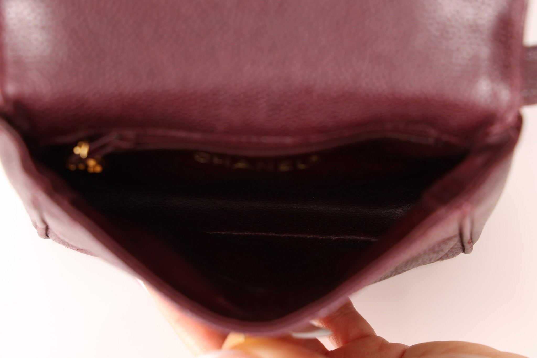 Chanel 1993 Bordeaux Caviar Envelope Turnlock Waist Bag 24K GP - FashioNica